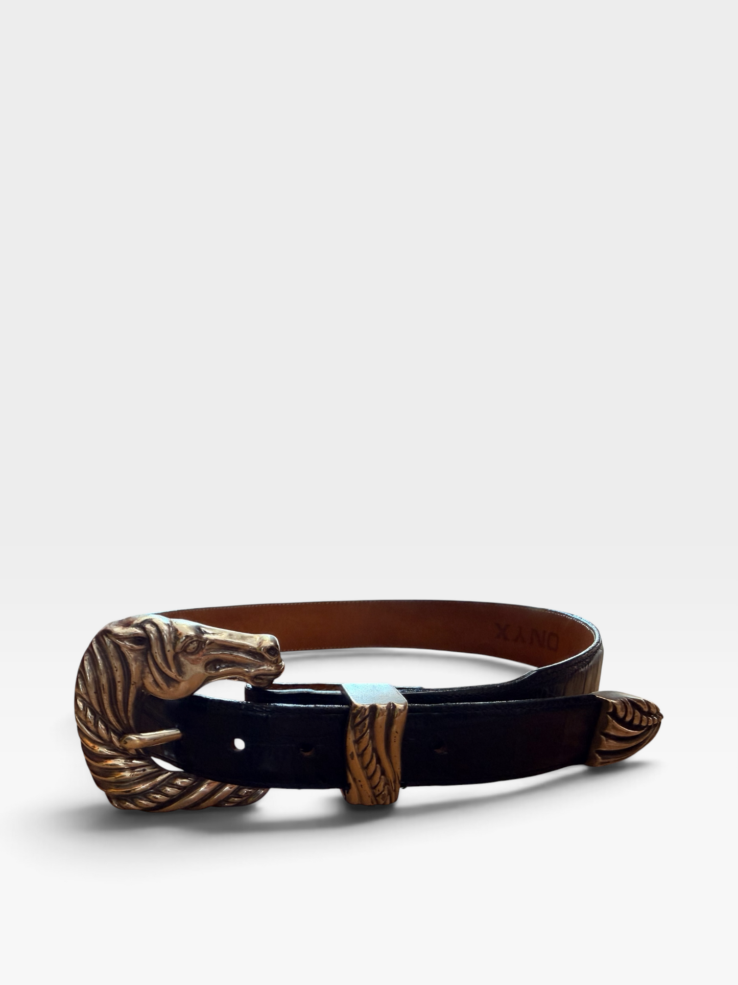 1970s “Leggin” Onyx Sliver Horse Belt