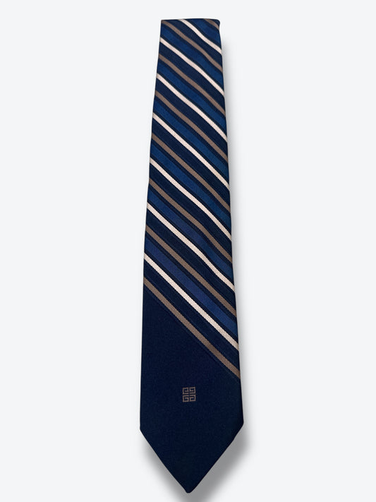 1980s Givenchy Regimental Navy Stripe Tie