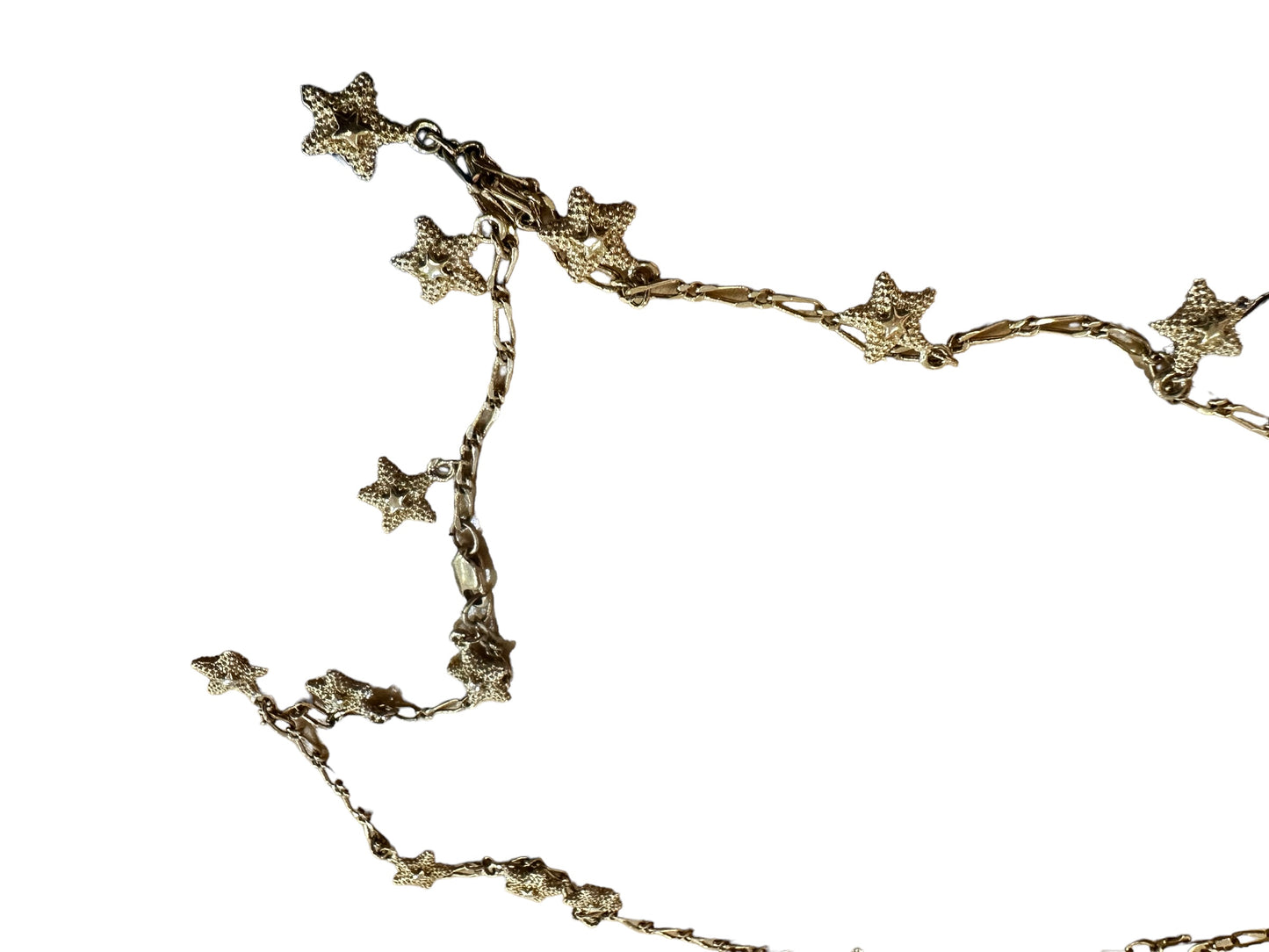 1990s Gold Star Long Strand Necklace (Unsigned)