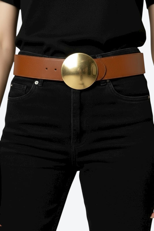 Robert Lee Morris Brown Circle Buckle Belt