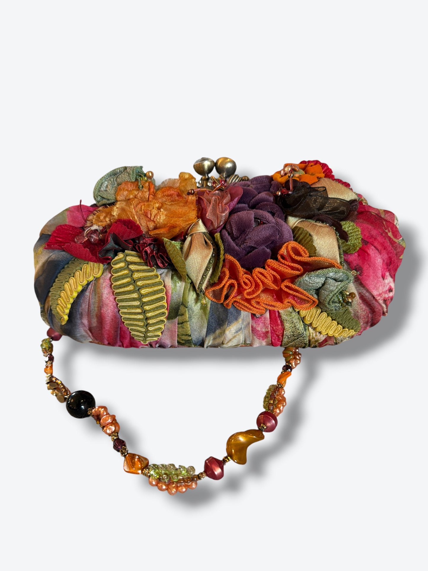 Y2K Mary Francis Floral + Brad Silk Clutch