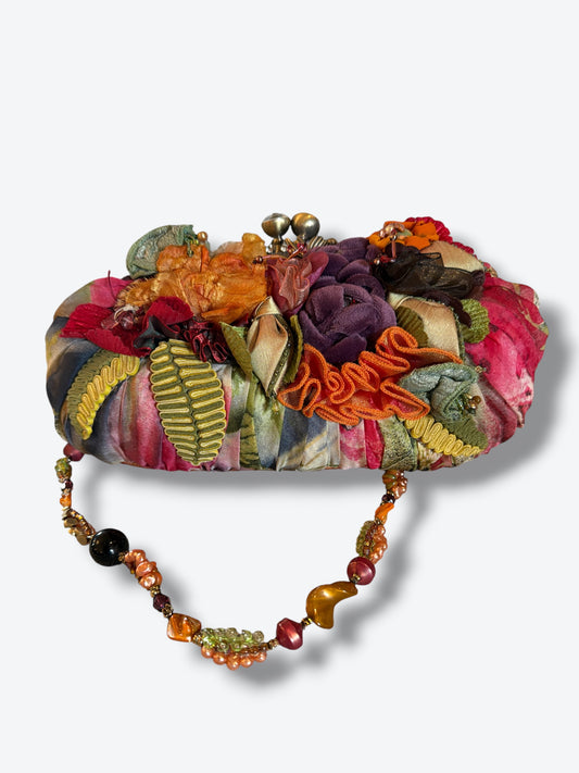 Y2K Mary Francis Floral + Brad Silk Clutch