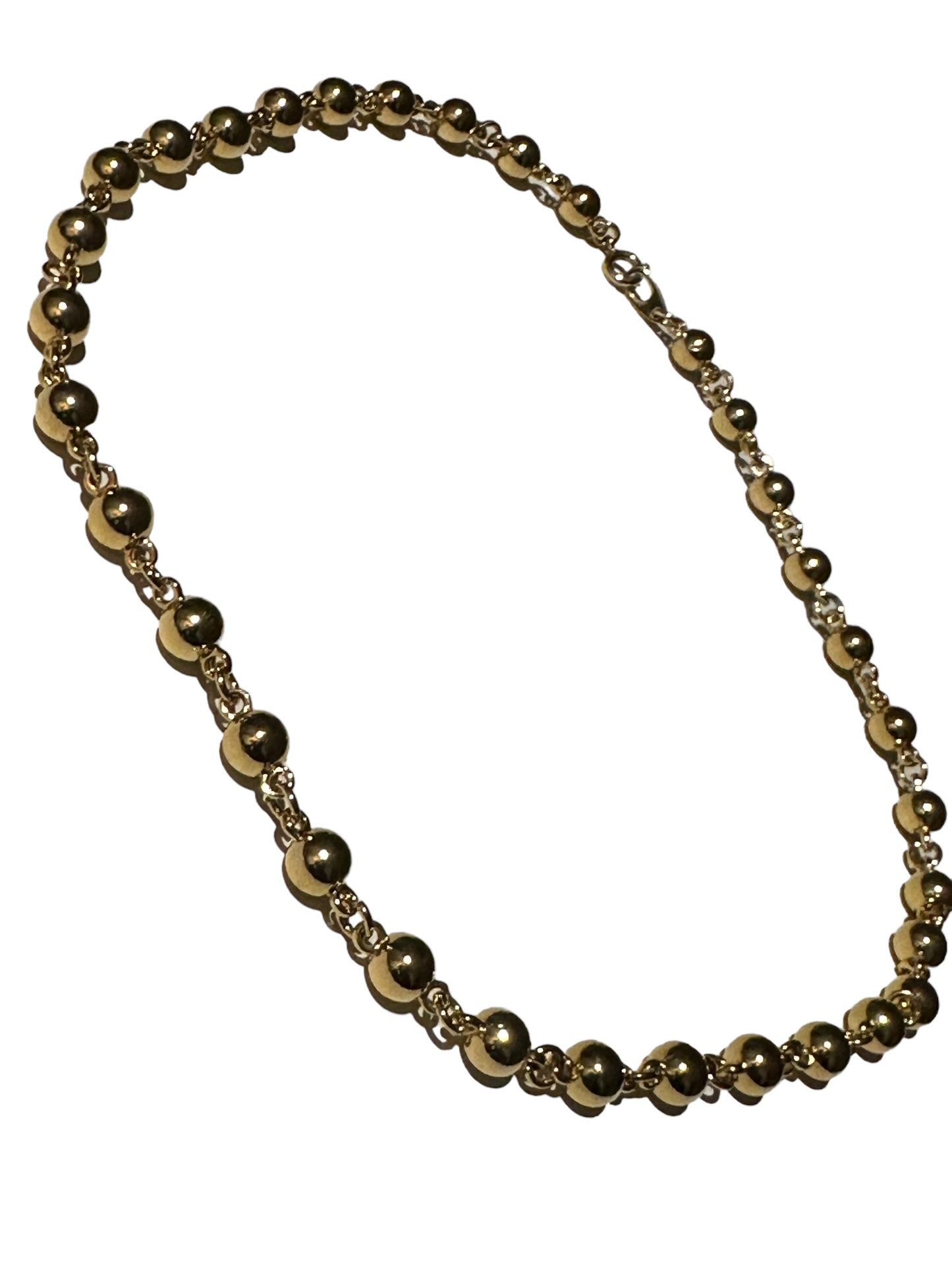 Vintage Gold Bead Link Necklace (Unsigned)