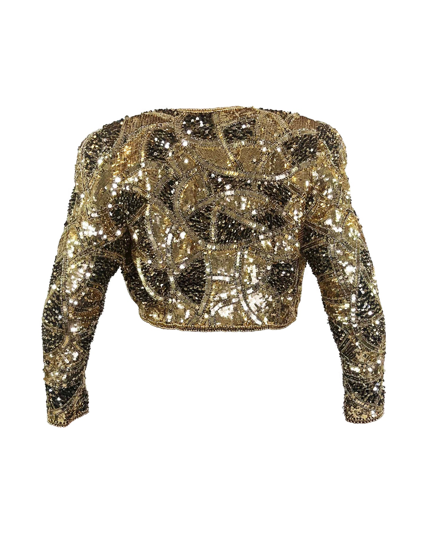 1980's "Black Tie" Gold and Black Sequin Crop Jacket