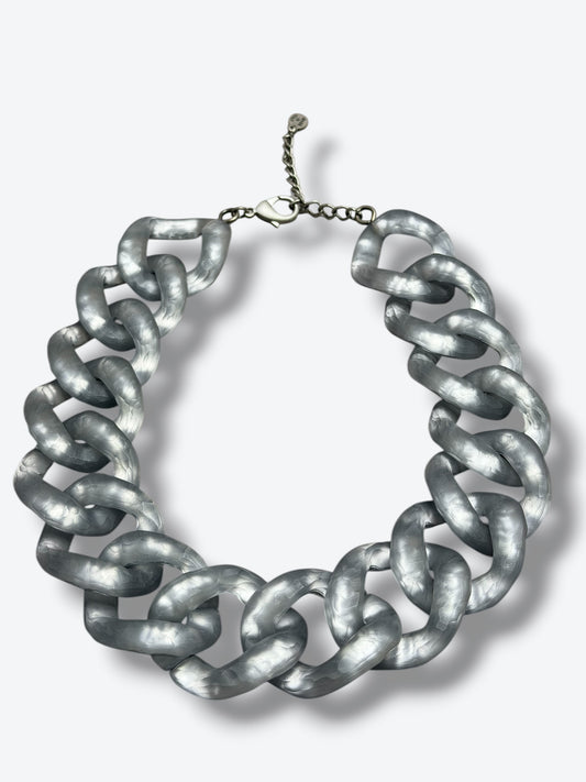 Made in Italy Smoky Lucite Chain Necklace – Sculptural Statement