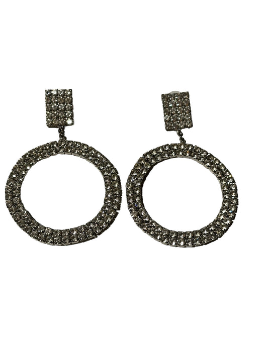 1990s Circular Rhinestone Earrings (Unsigned)