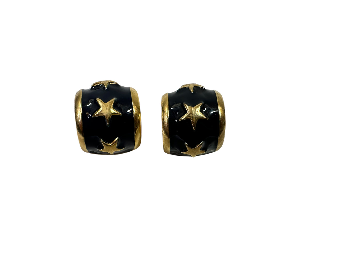 1990s Navy + Gold Barrel Earrings