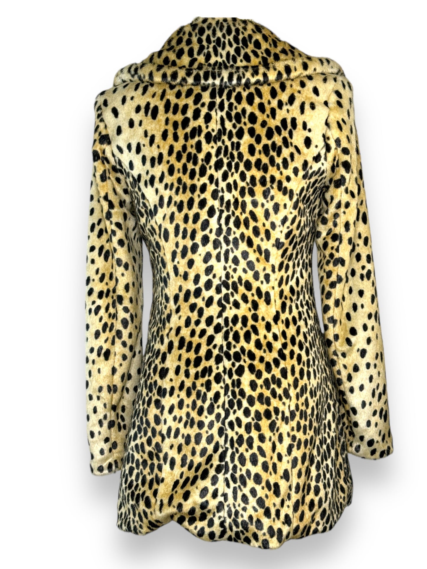 Y2K “Guess” Cheetah  Faux Fur Pea Coat