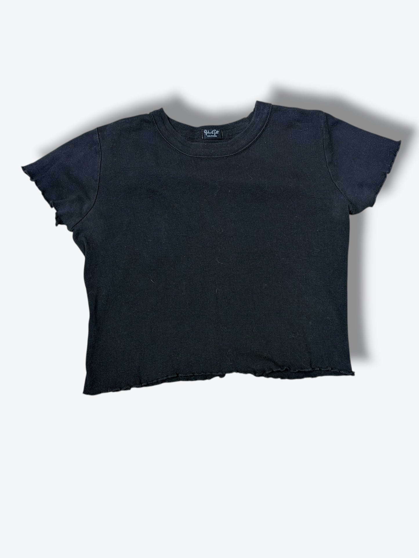 John Galt California Ribbed Cropped Tee – Black Y2K Essential