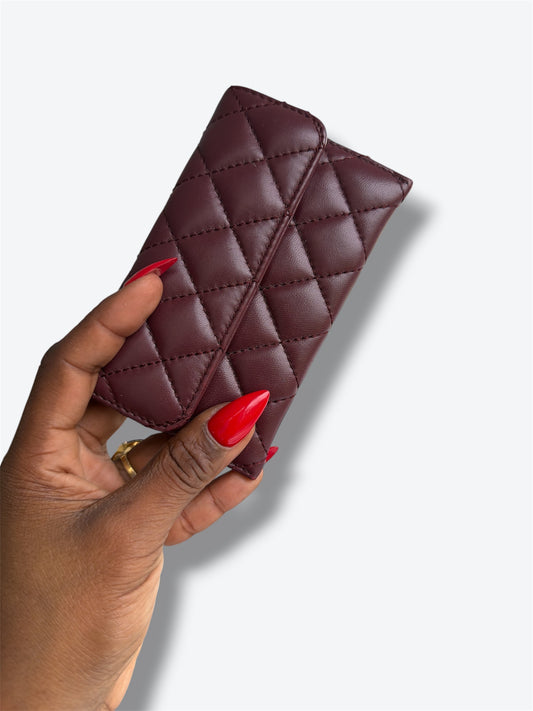 Chanel Vintage Quilted Burgundy Leather Snap Wallet | Early 2000s