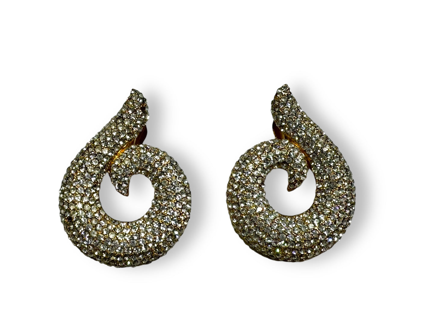 1980s Diamanté Swirl Earrings