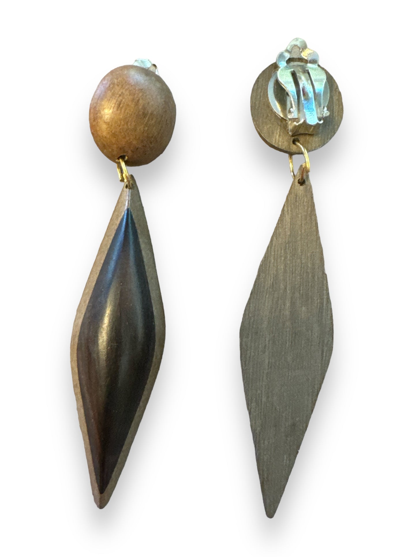 1990s Wooden Drop Earrings