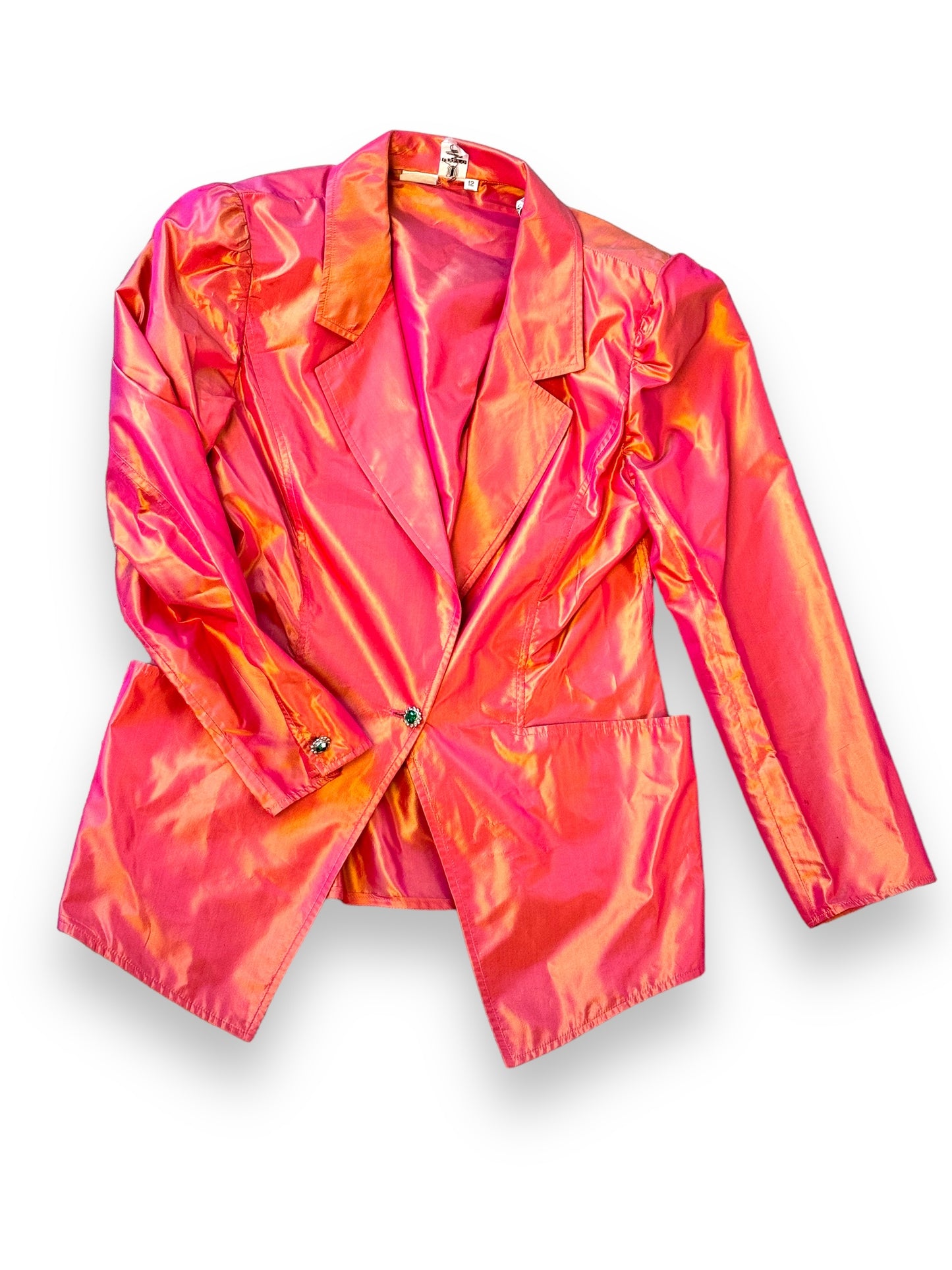 1980s Ungaro Iridescent One Button Gem Blazer