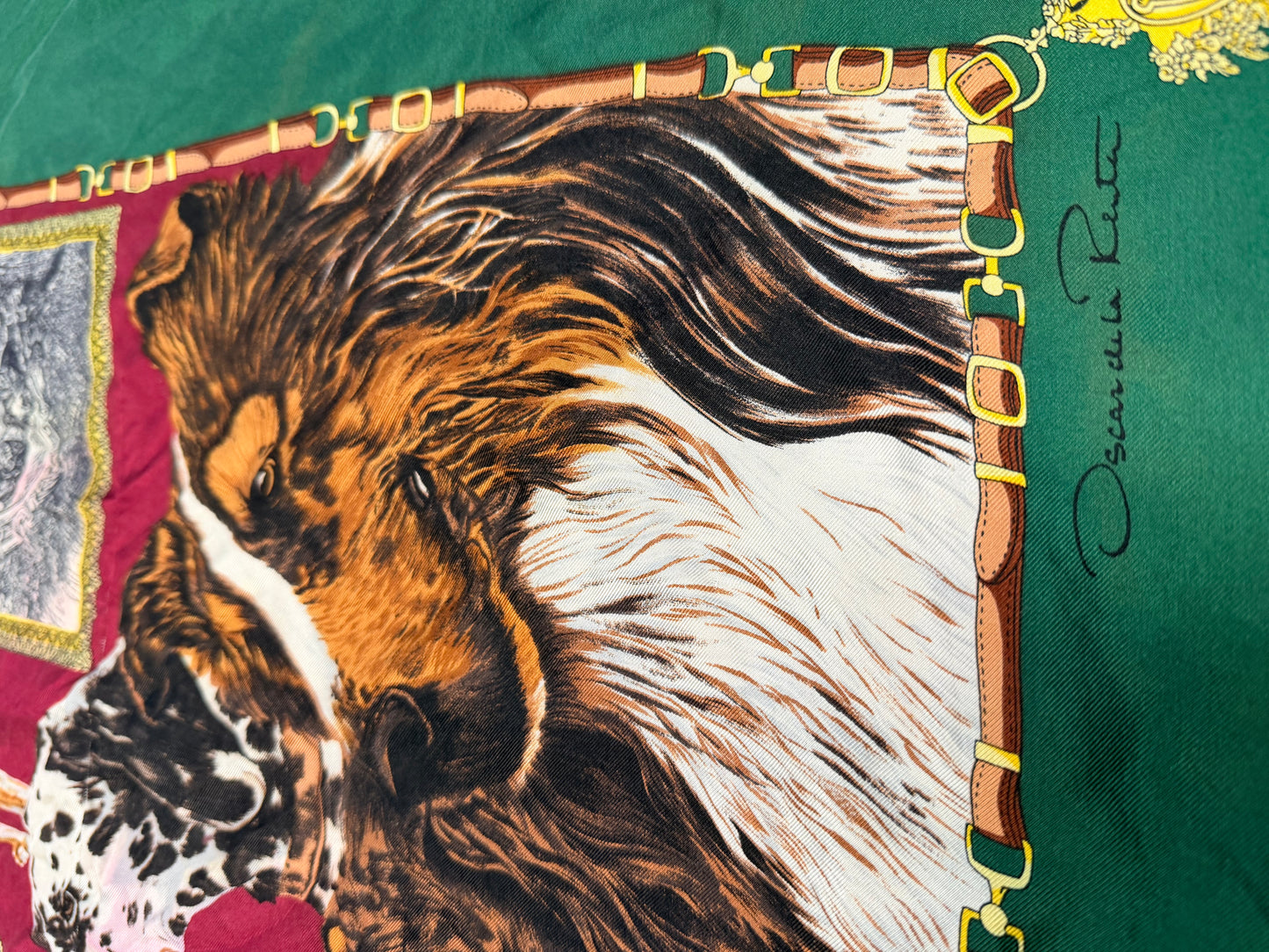 Oscar de la Renta “The Canine Family” Silk Scarf (As Is)