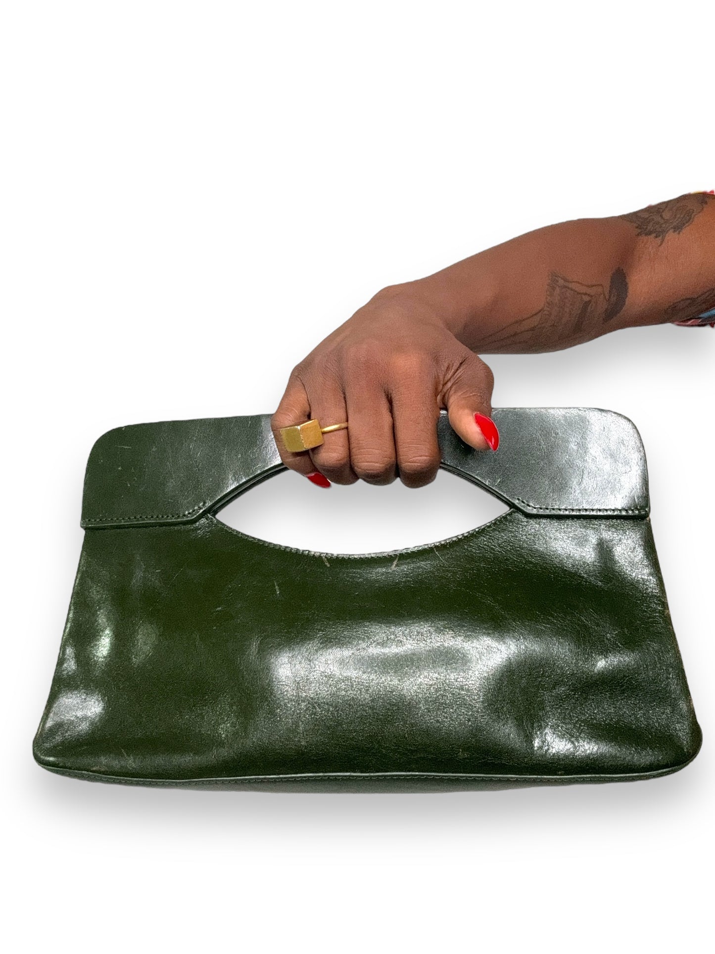 Vintage Hobo International Green Leather Clutch