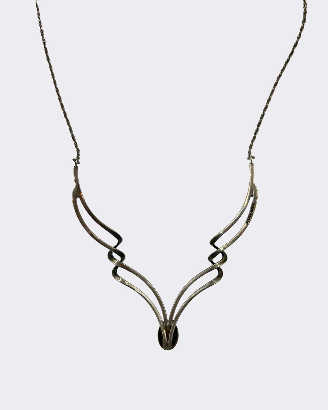 1970s-1980s  Purple Cabochon Stone and Sliver Necklace