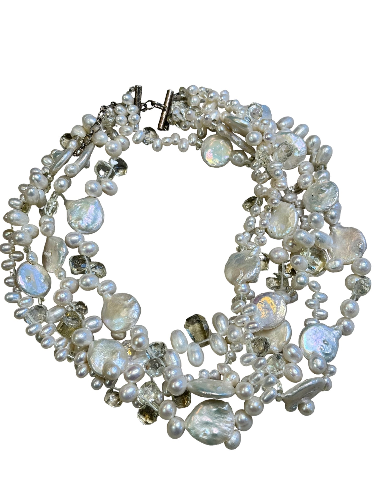 Vintage River Water and Faux Pearl Necklace