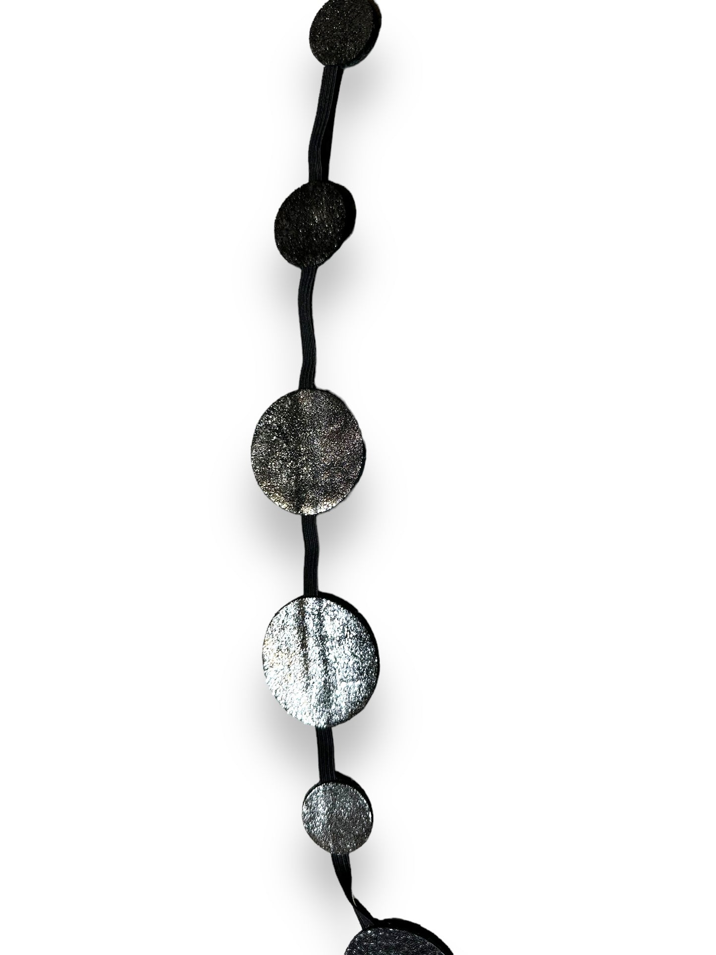 1990s Leather + Sliver Circular Disc Necklace