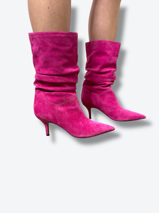 Nine West Pink Suede Slouch Boots