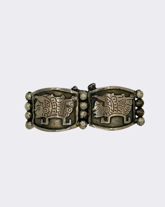 Mid 20th Century Vintage Mexican Sliver Mayan Bracelet