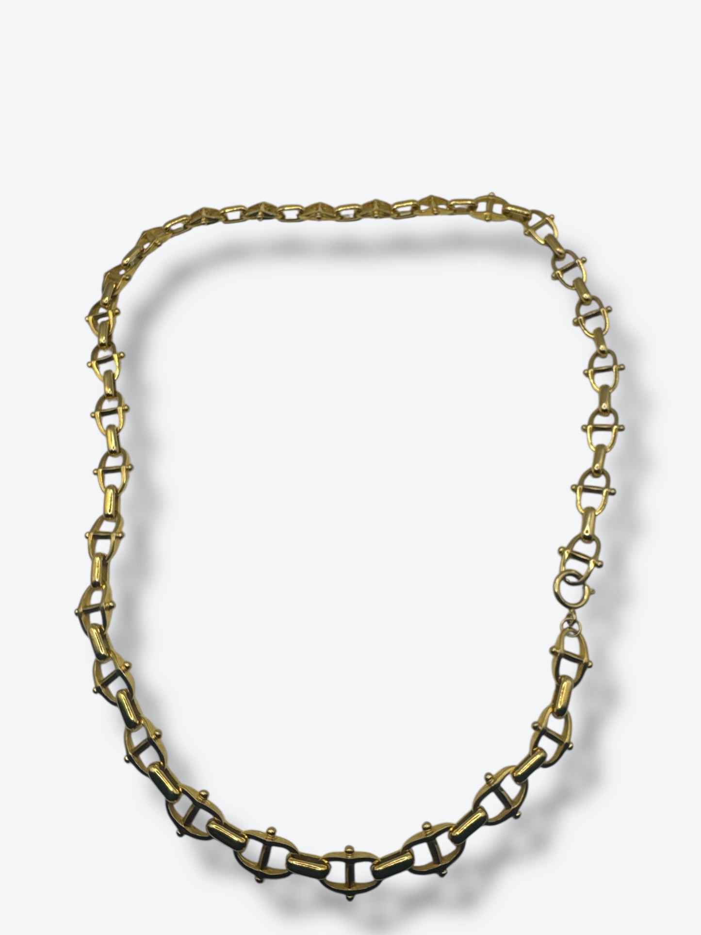1970s Geometric Brass Link Chain Necklace