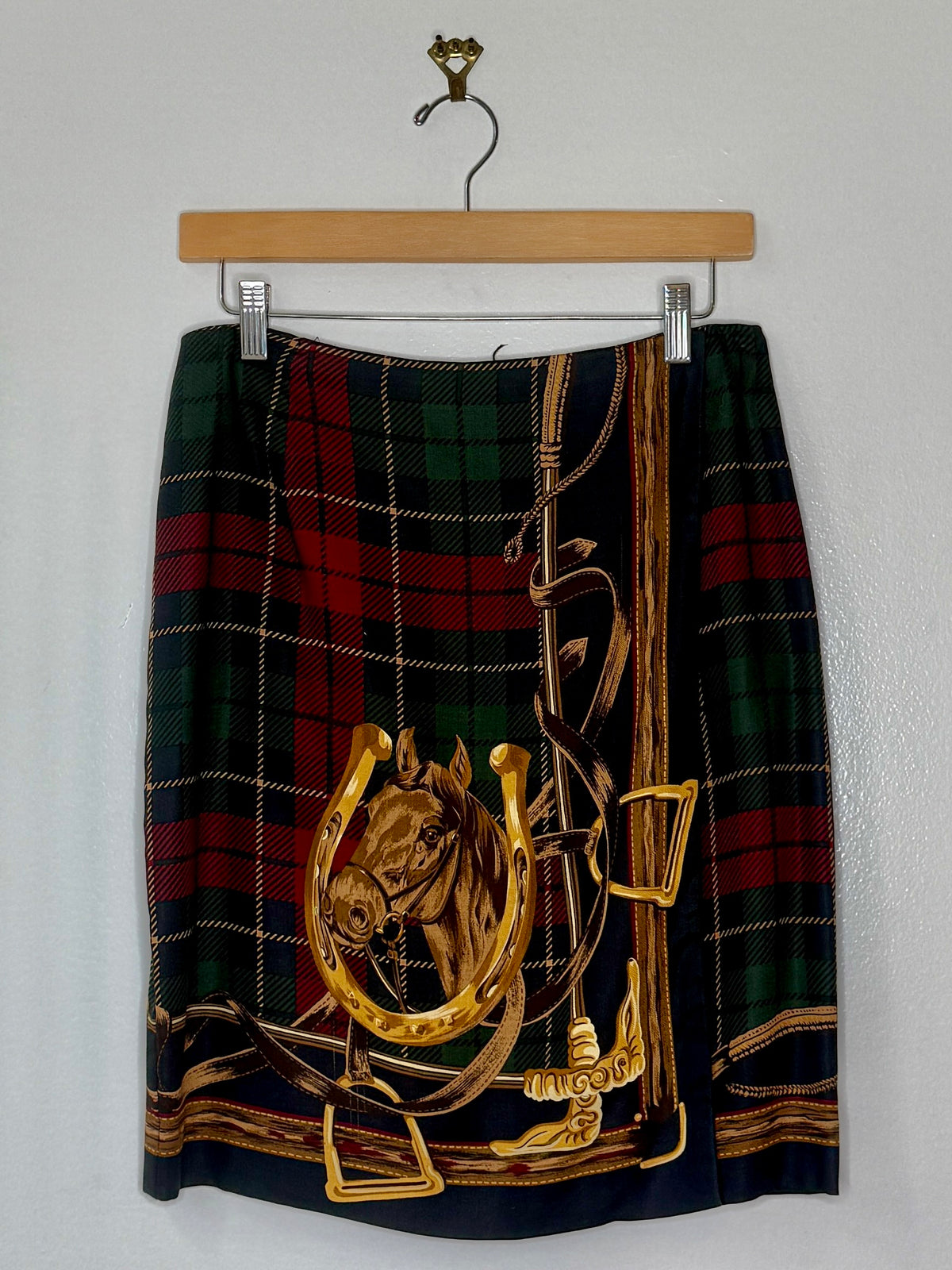 1990s Brooks Brothers Equestrian Plaid Skirt