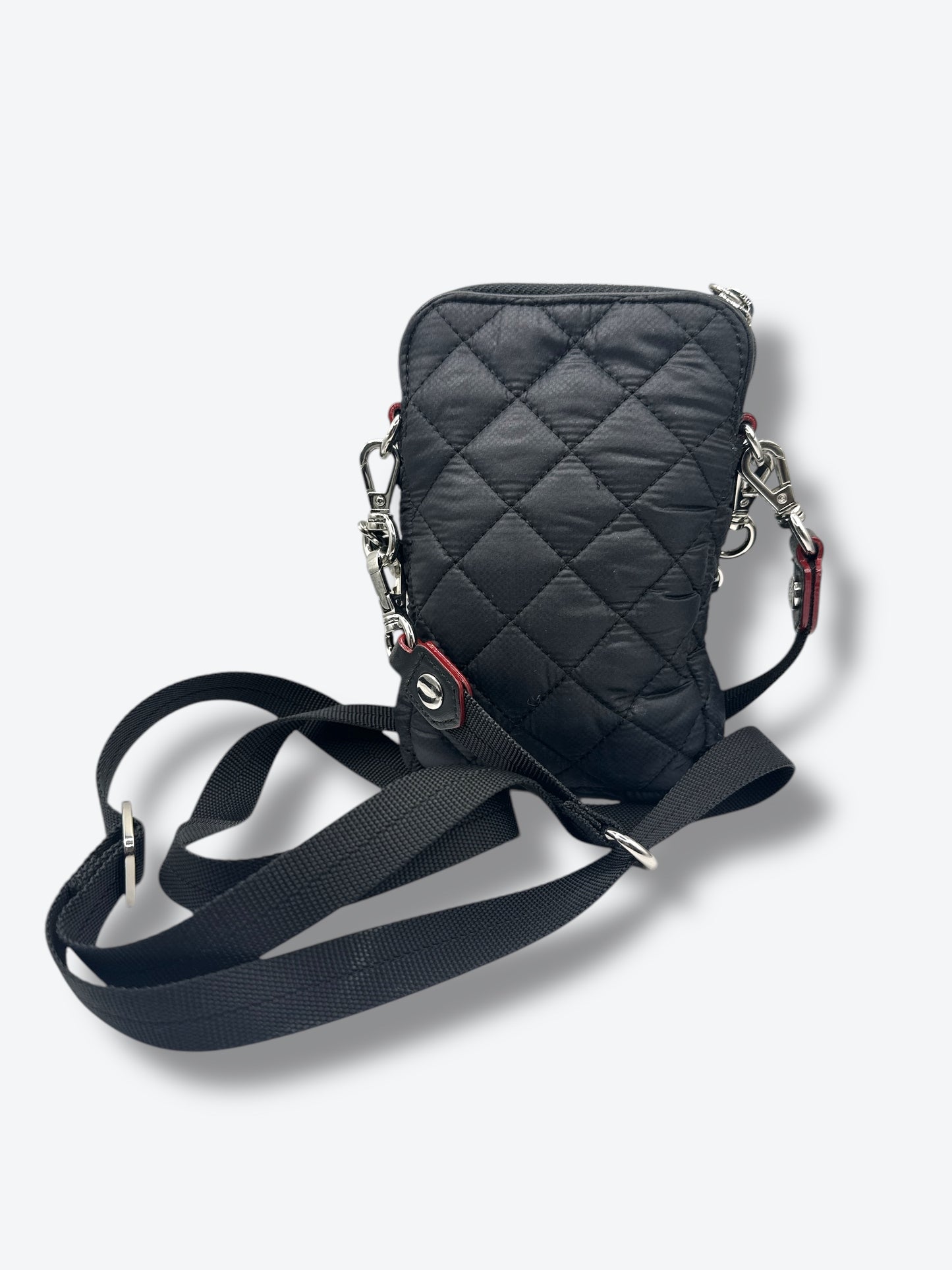 MZ Wallace Black Quilted + Chain Cell Bag