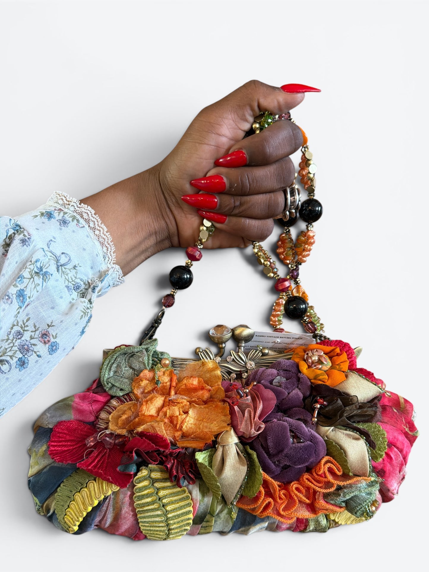 Y2K Mary Francis Floral + Brad Silk Clutch