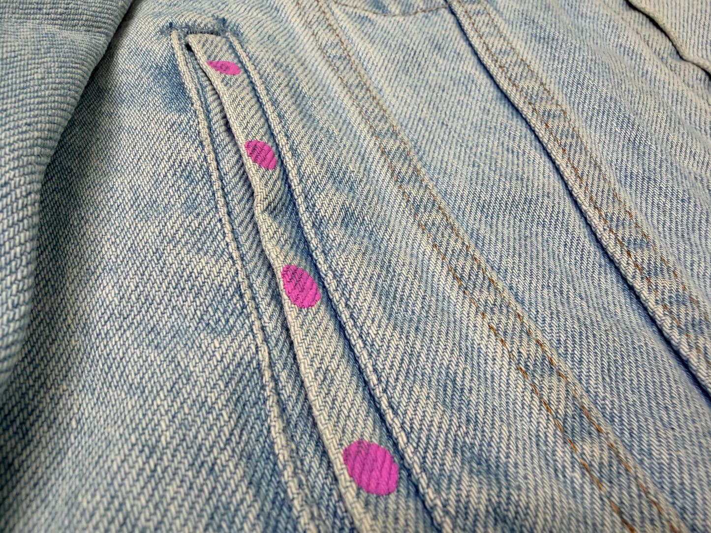 1980/90s Upcycled Hand-Painted Denim Jacket – “Sun Face” Statement Piece