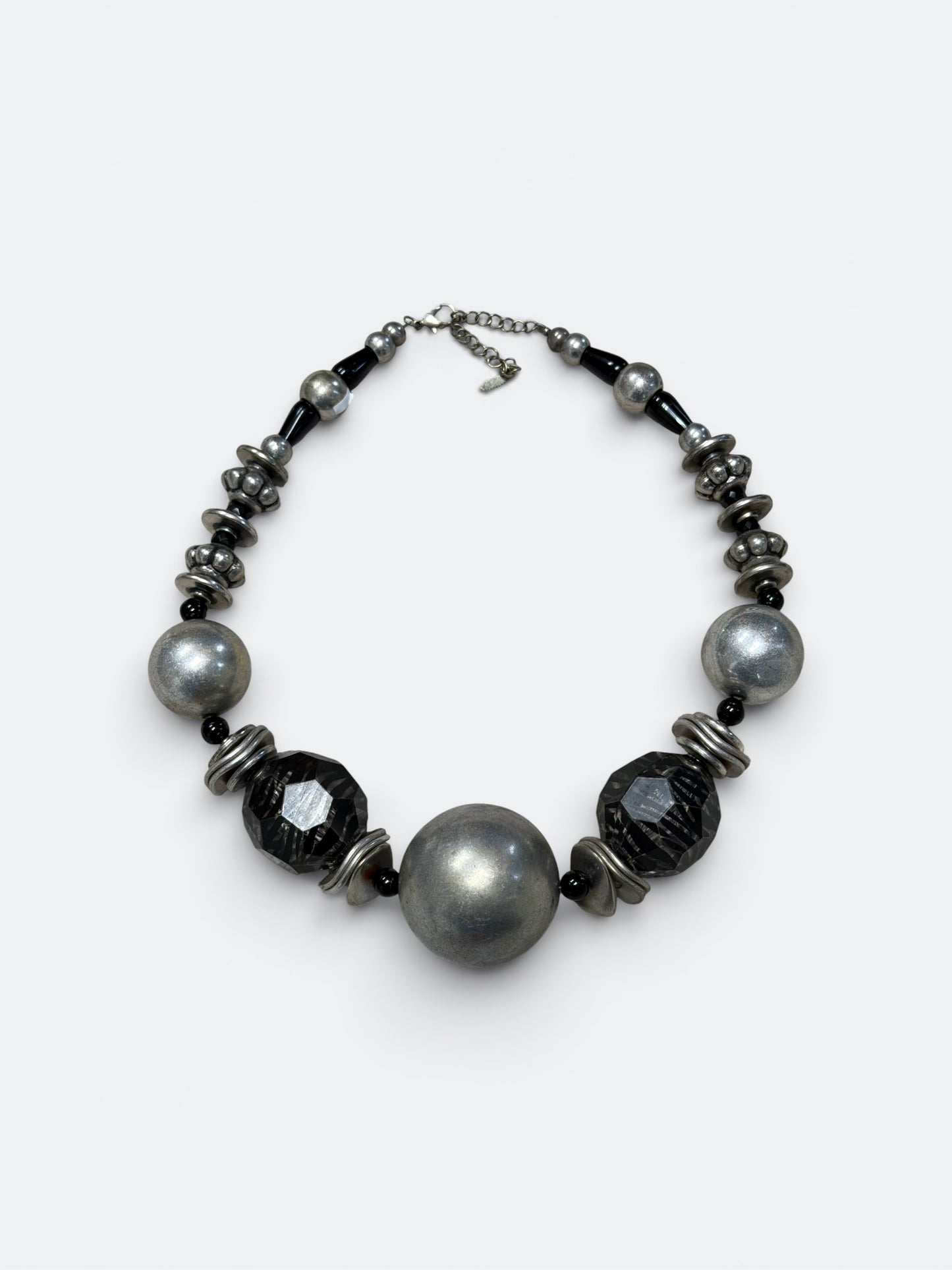 Vintage Gunmetal & Smoky Crystal Statement Necklace