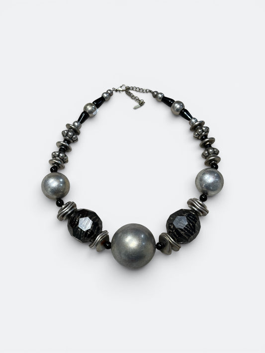 Vintage Gunmetal & Smoky Crystal Statement Necklace