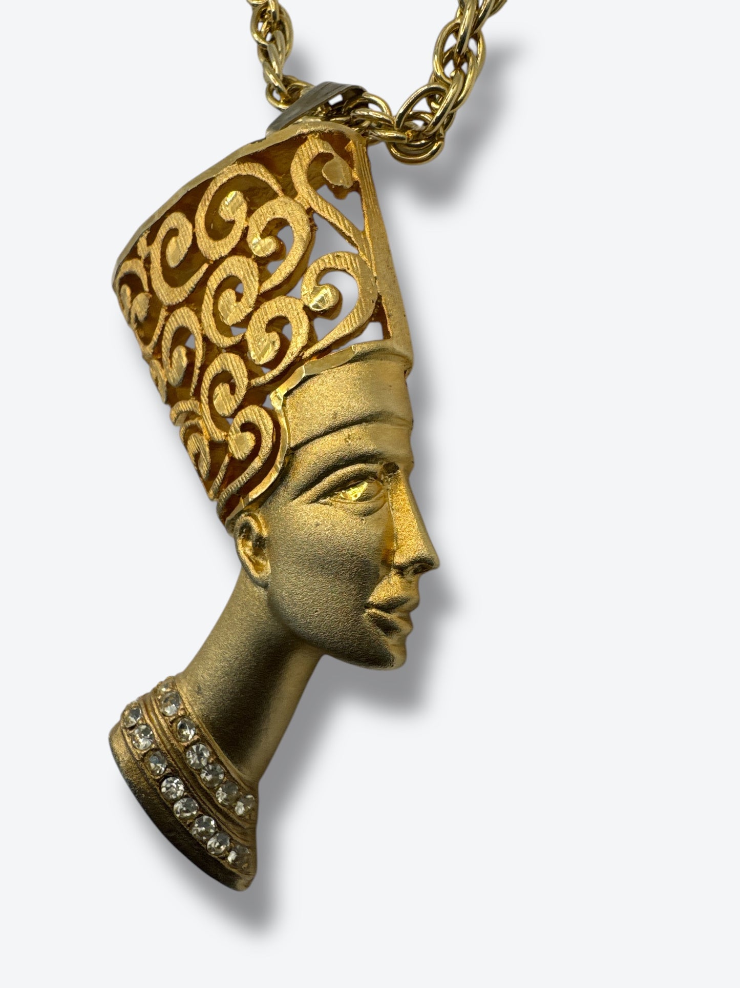 1970s Nefertiti Gold Charm Necklace