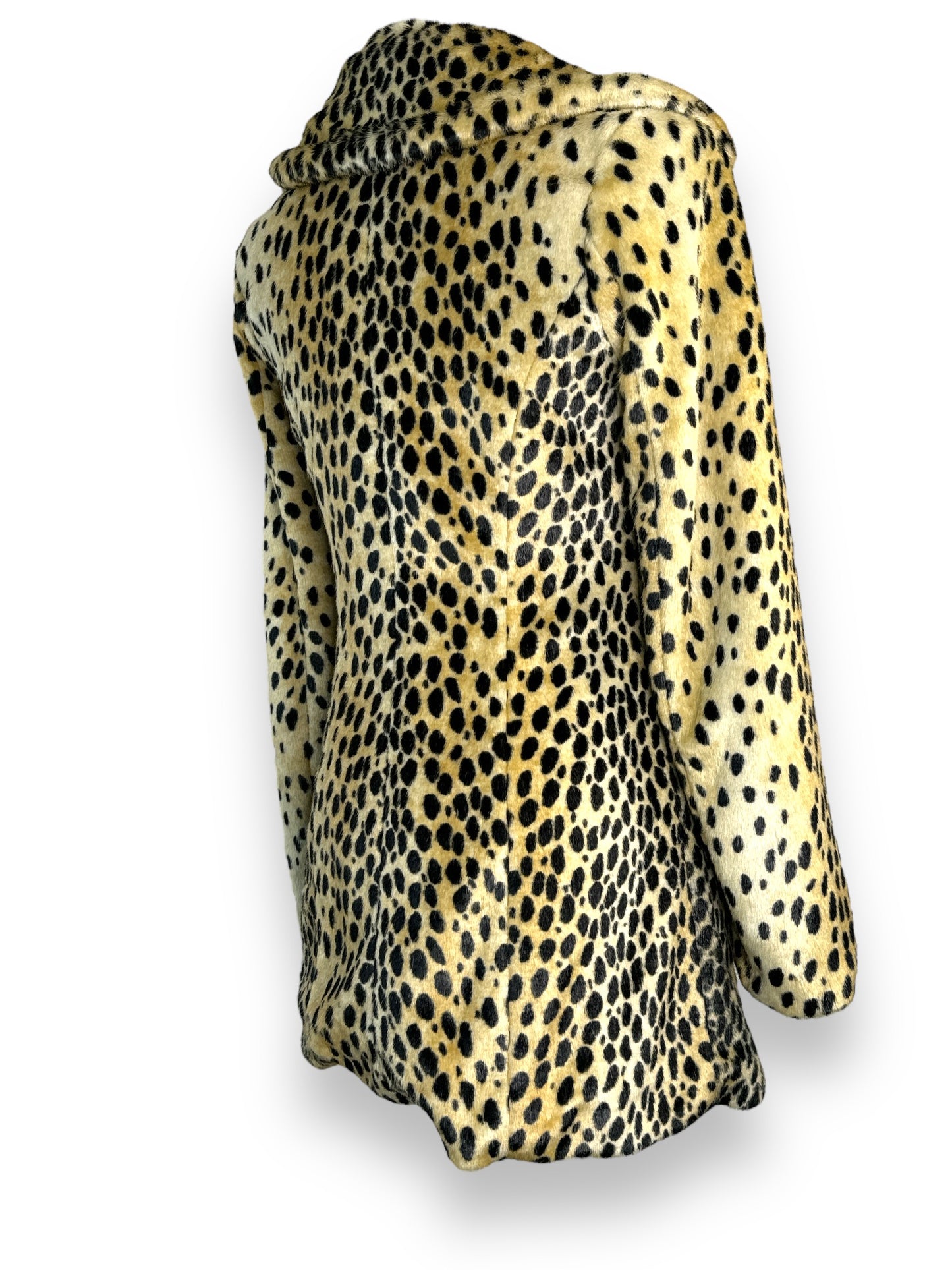 Y2K “Guess” Cheetah  Faux Fur Pea Coat