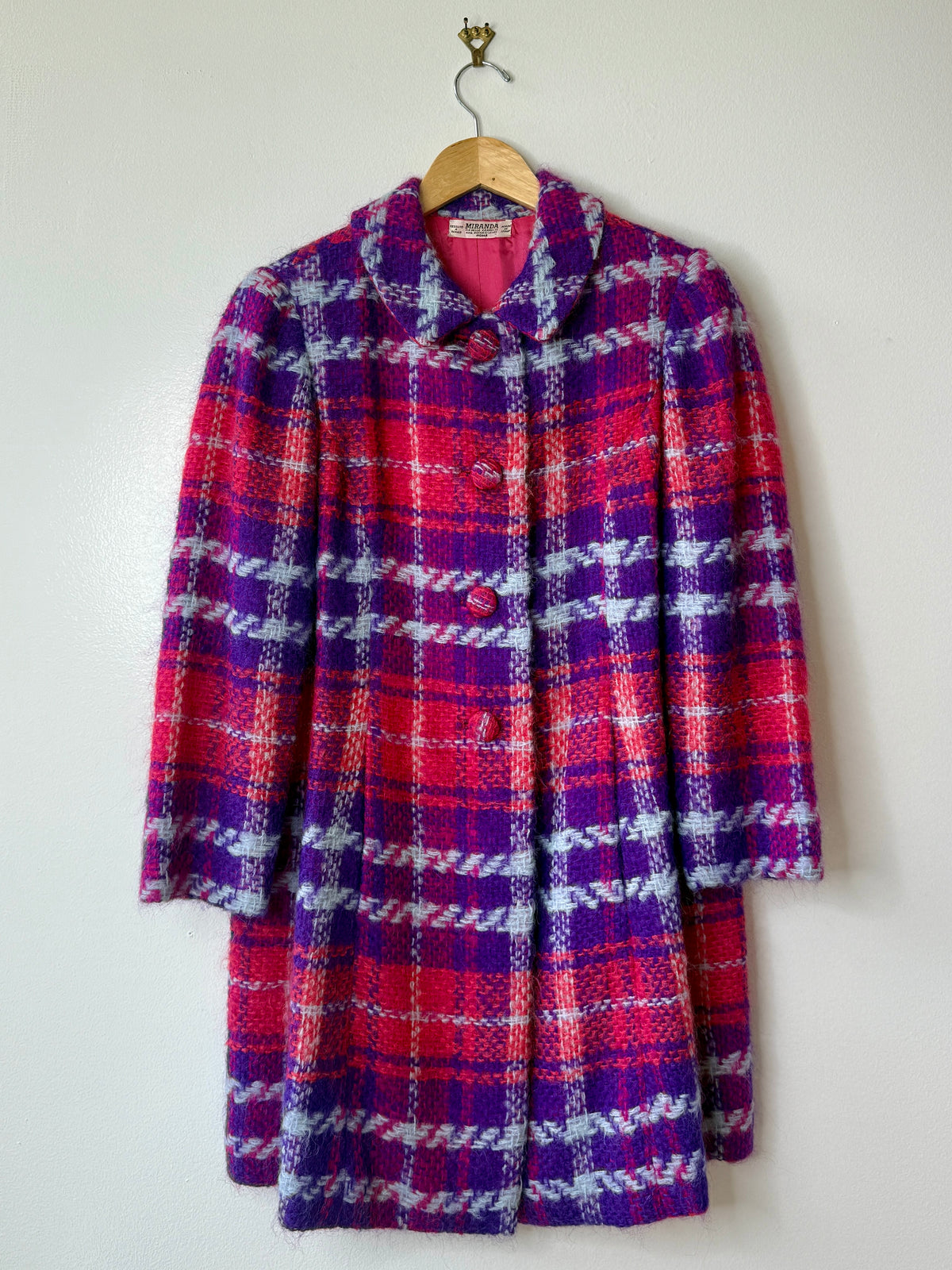 1950s/60s Miranda Wool Pink / Purple Wool Overcoat