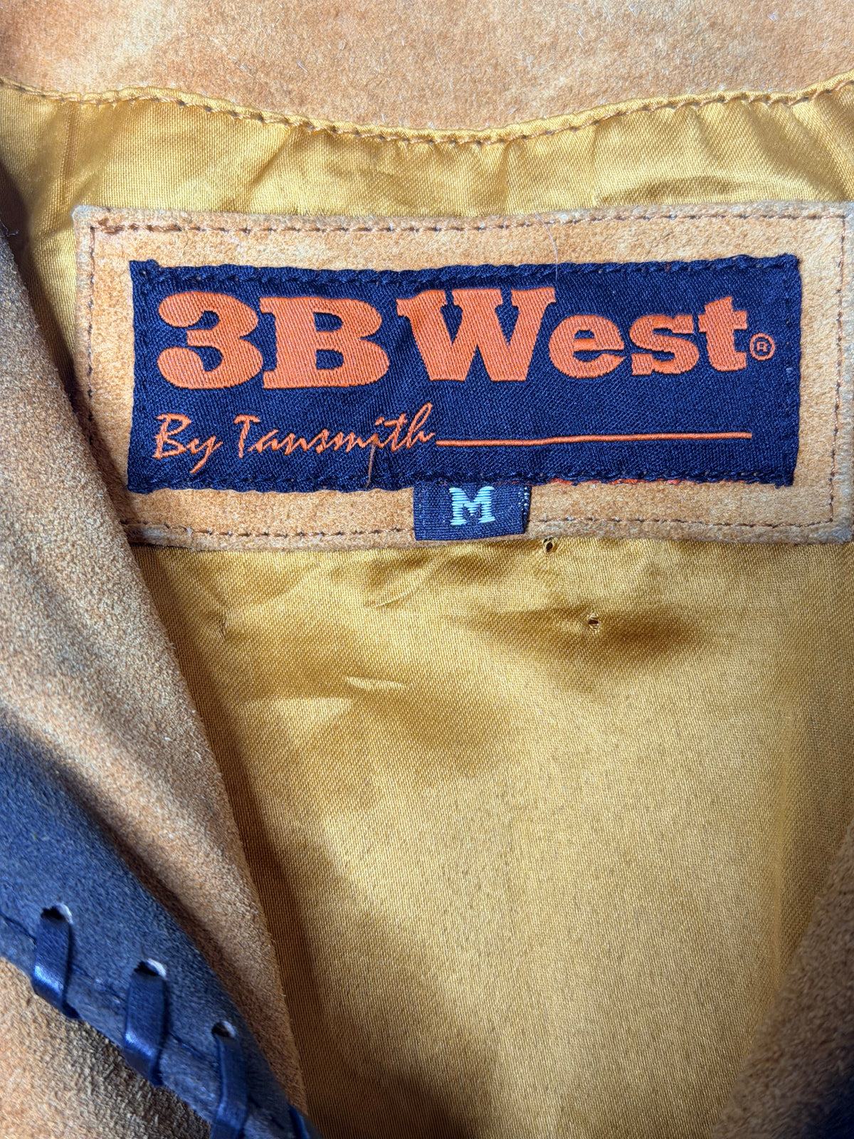 1970s/80s 3B West Burn Out Whipstitched Fringe Suede Leather Jacket