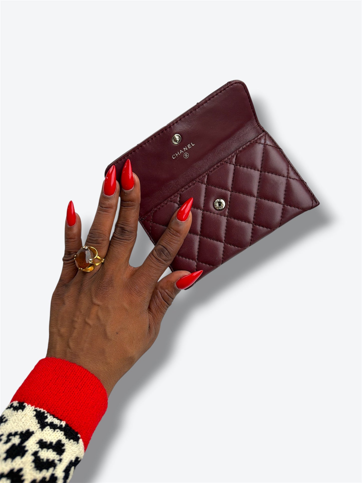 Chanel Vintage Quilted Burgundy Leather Snap Wallet | Early 2000s