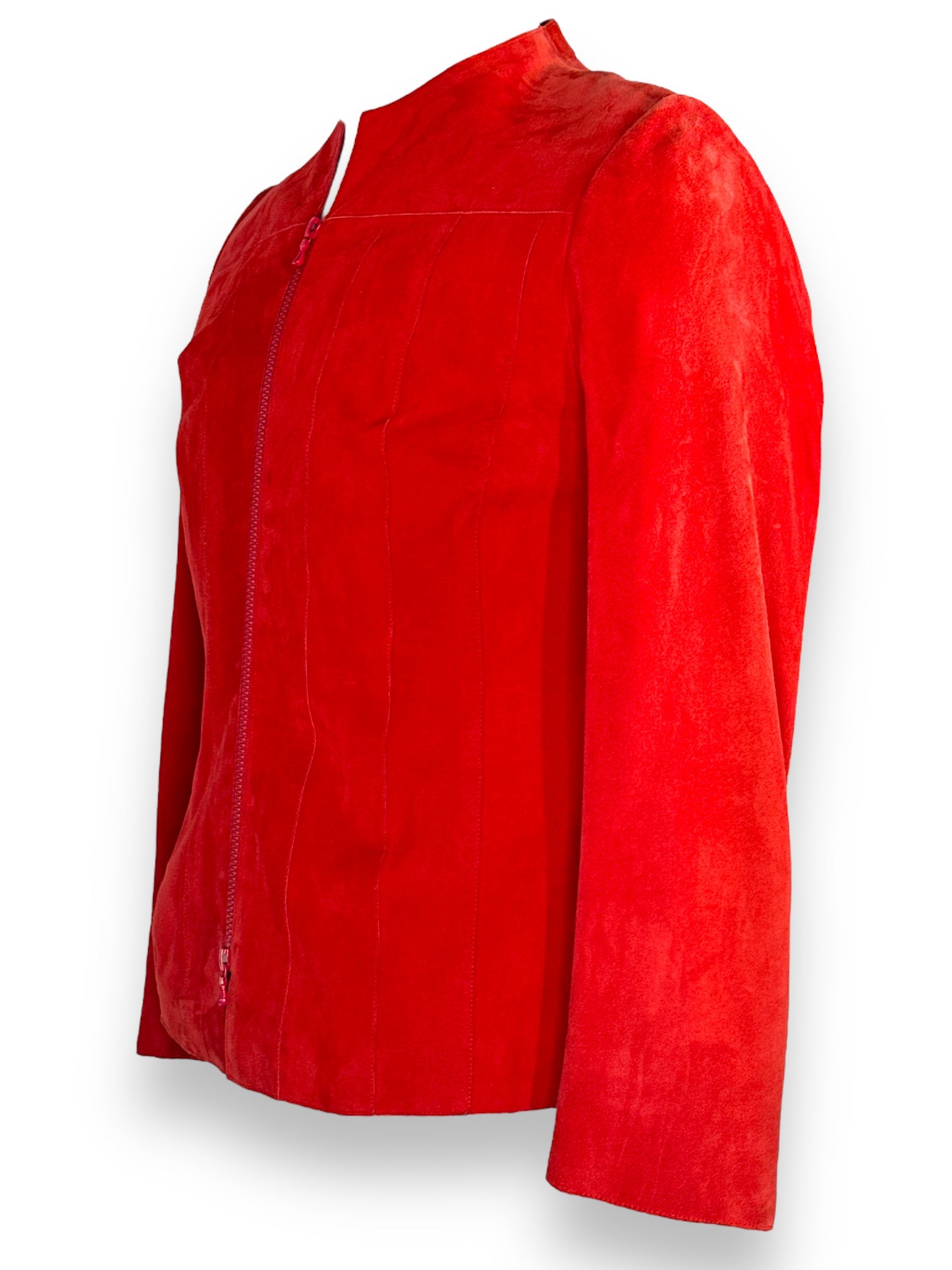 Y2K “Akris” Red Suede Zip Jacket