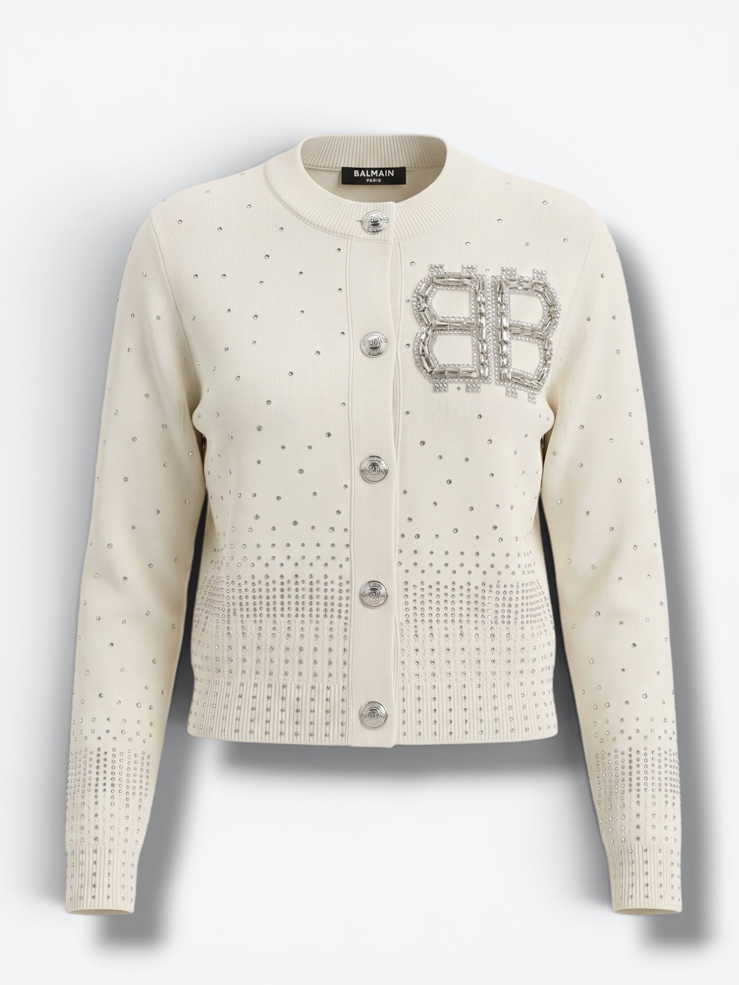 Trend: Balmin White Rhinestone + Pearl Cardigan