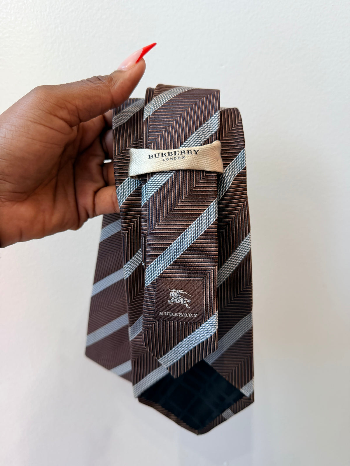 Vintage Burberry Tie Brown and Blue
