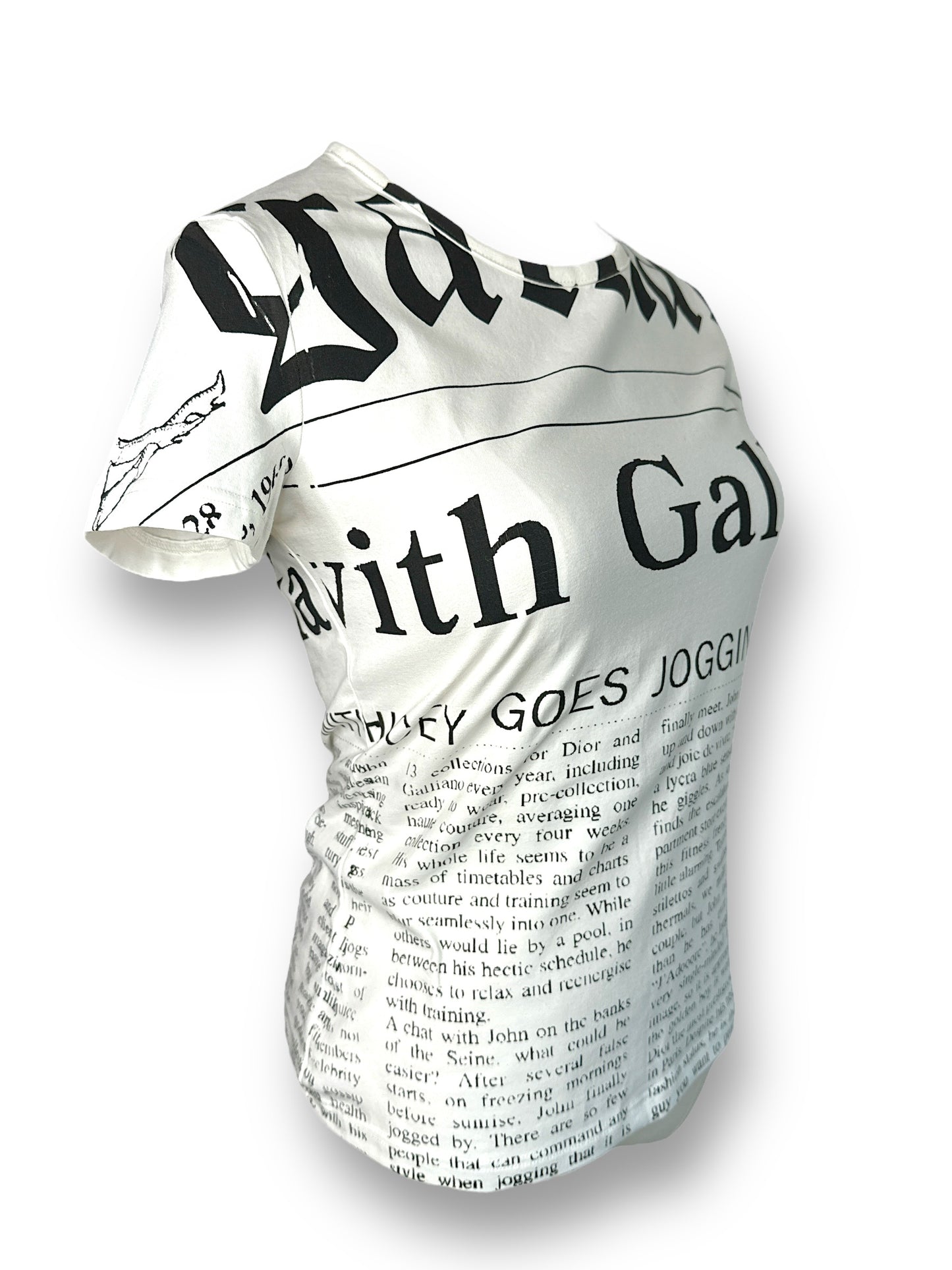 Y2K Galliano Newspaper Graphic T