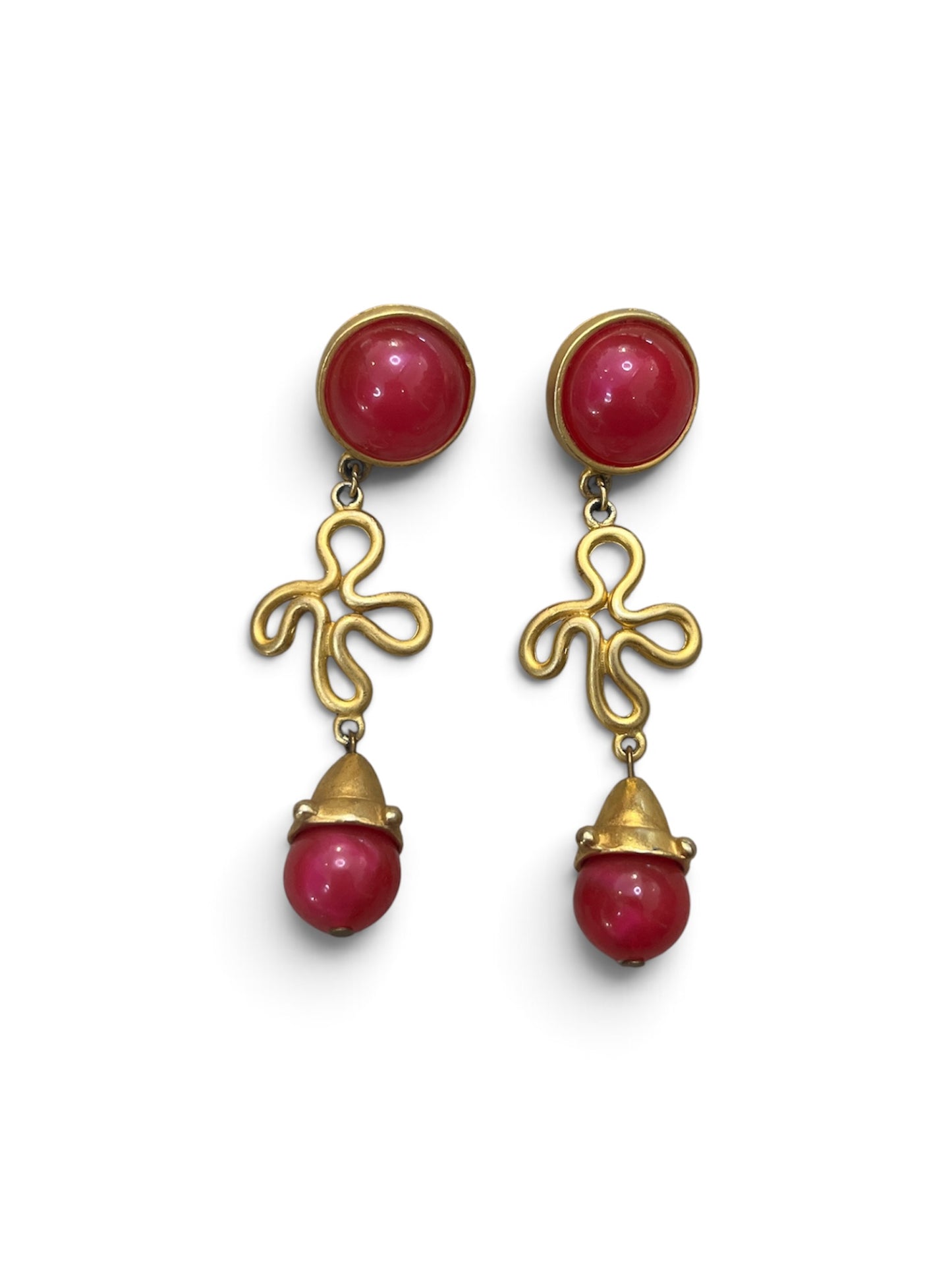 1990s Squiggle Magenta Earrings