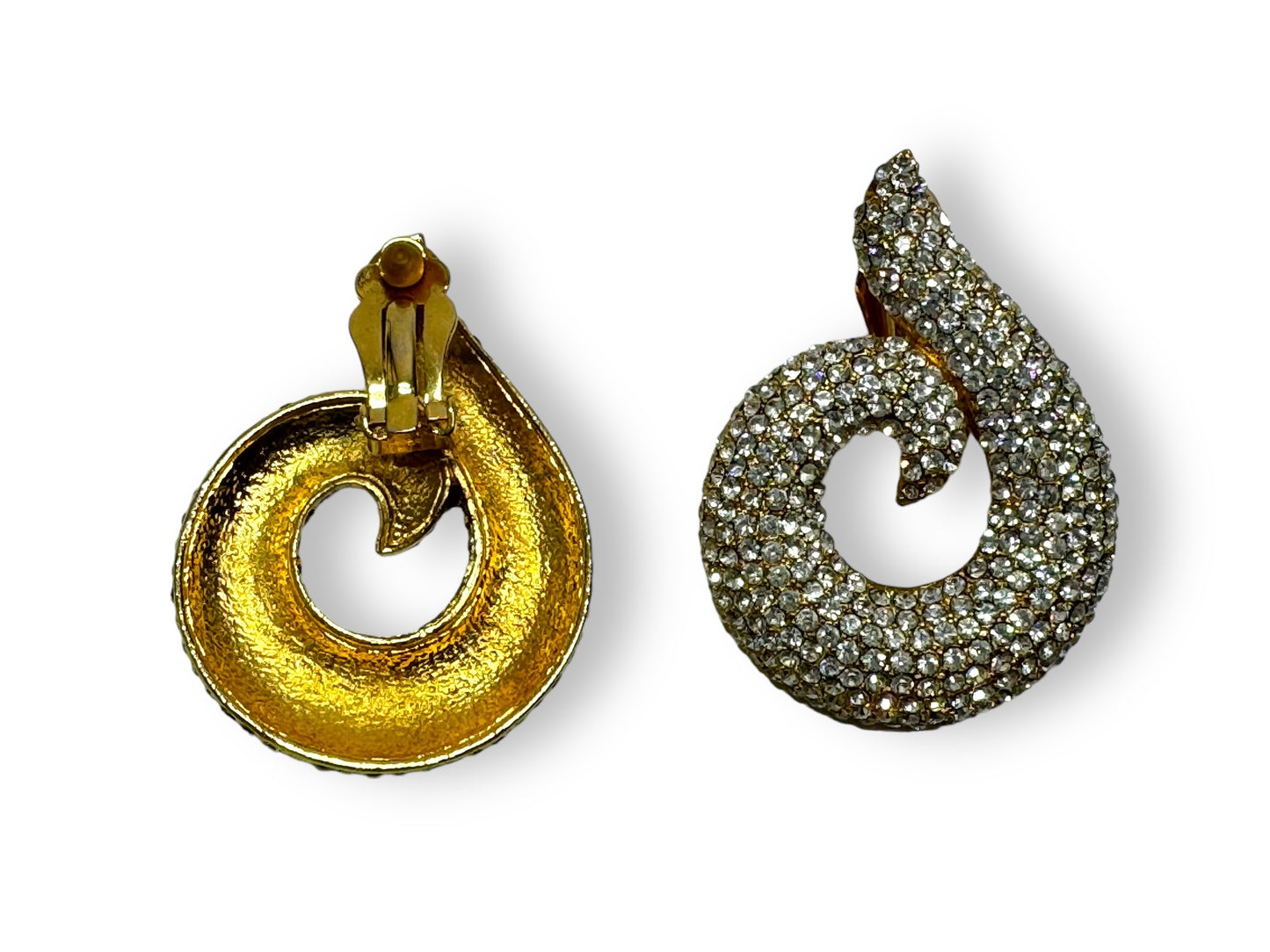 1980s Diamanté Swirl Earrings