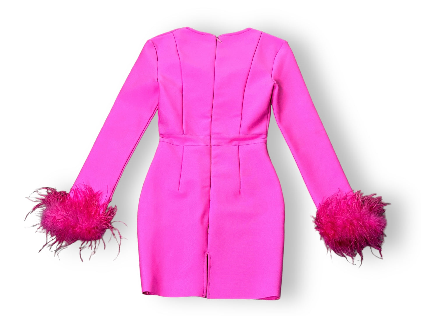 Y2K Pink Bustier Feather Sleeve Dress