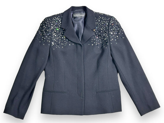 1990s Louis Fèraud Rhinestone + Sequin Black Blazer