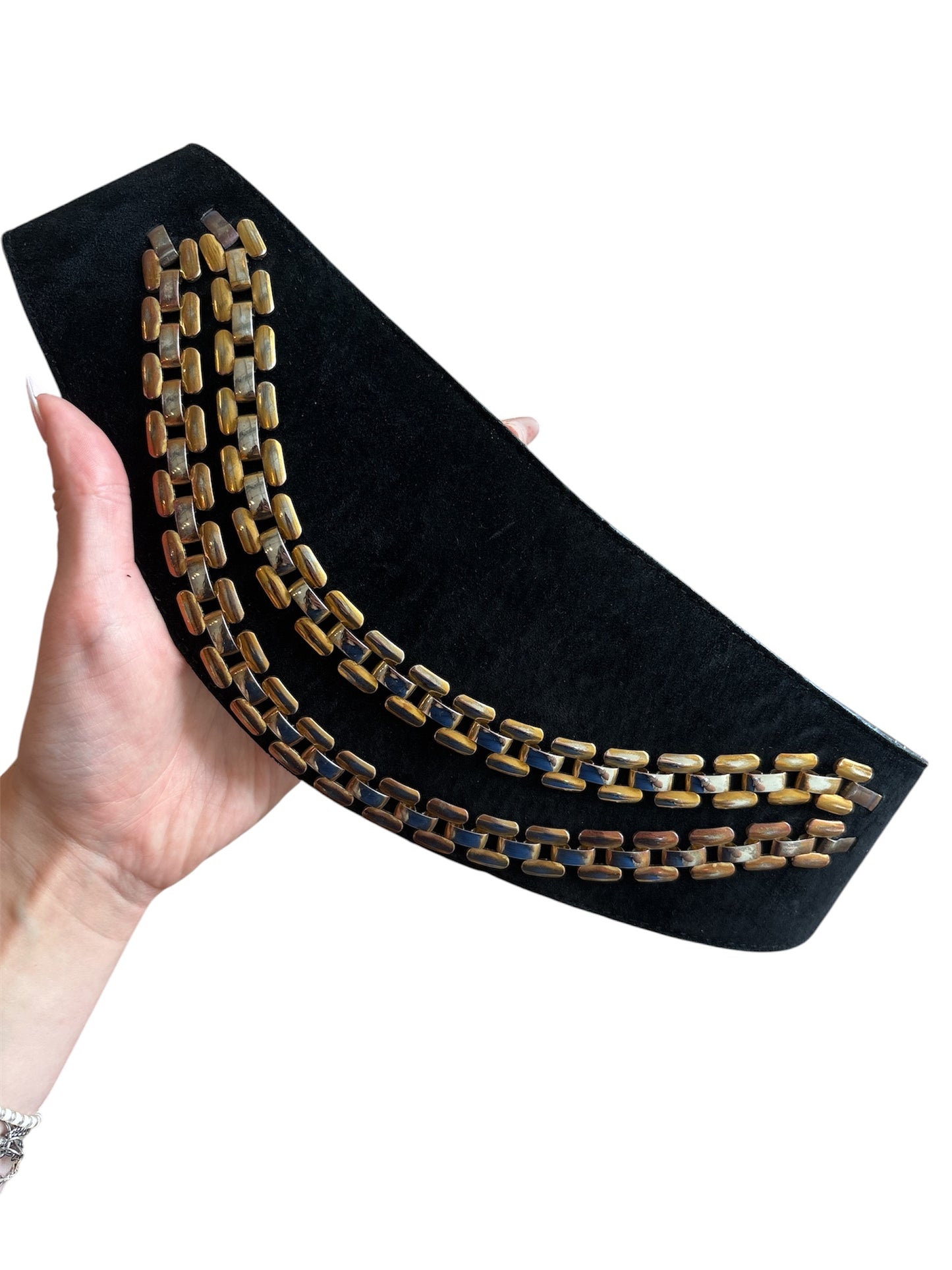 1980s Anne Klein Suede and Chain Belt