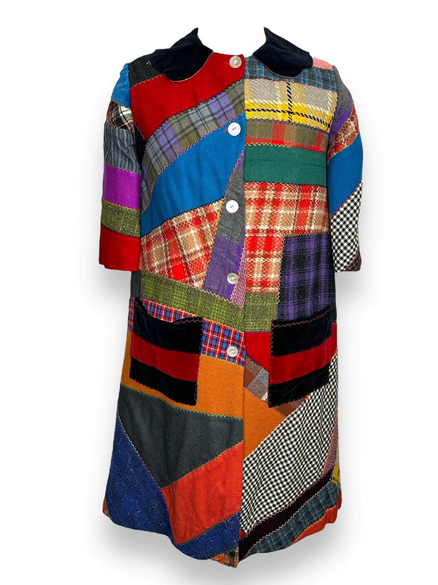 Vintage Patchwork and Bib Long Coat