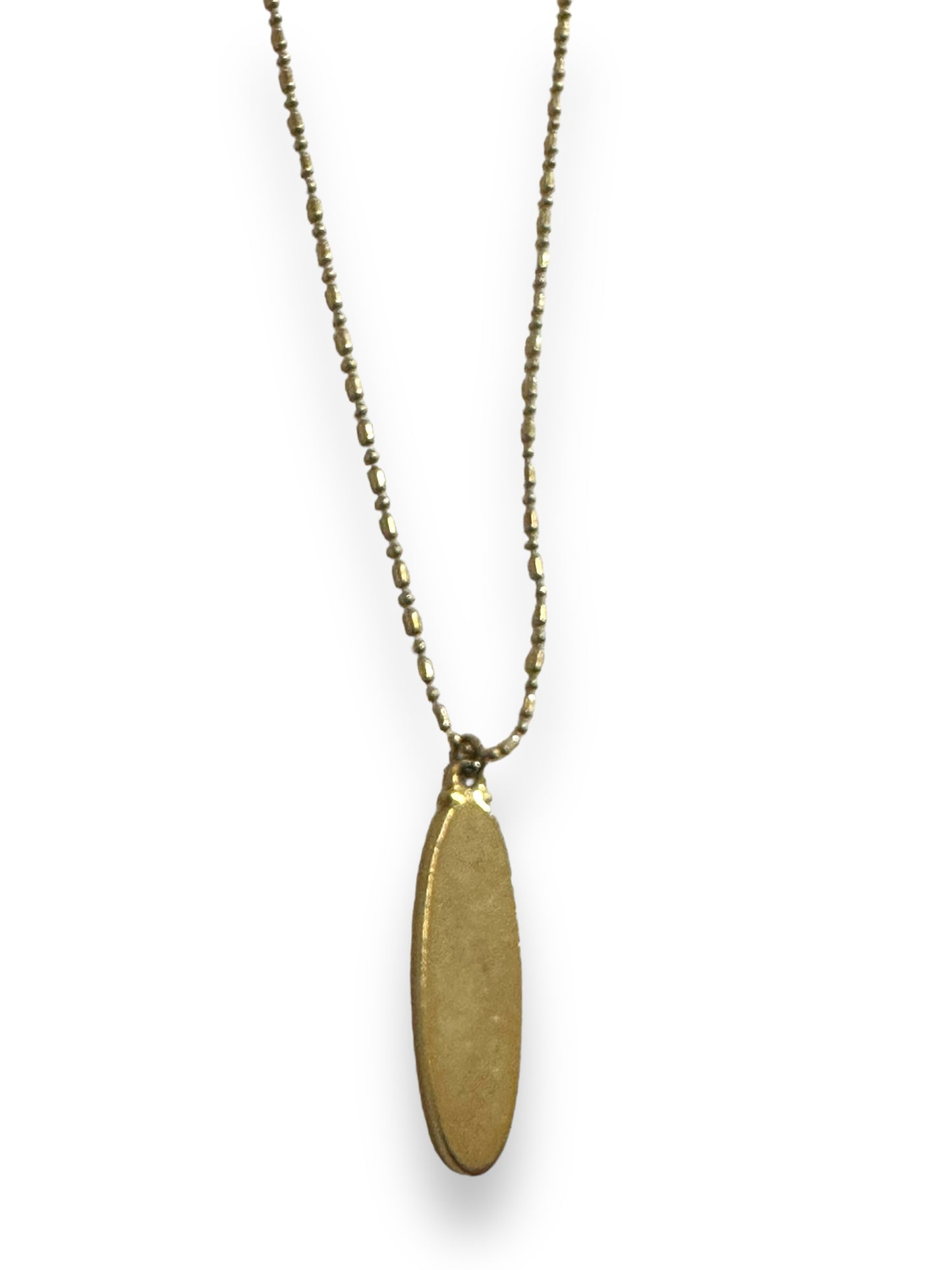 1970s Gold + Engraved Stone Pendent Necklace (Unsigned)