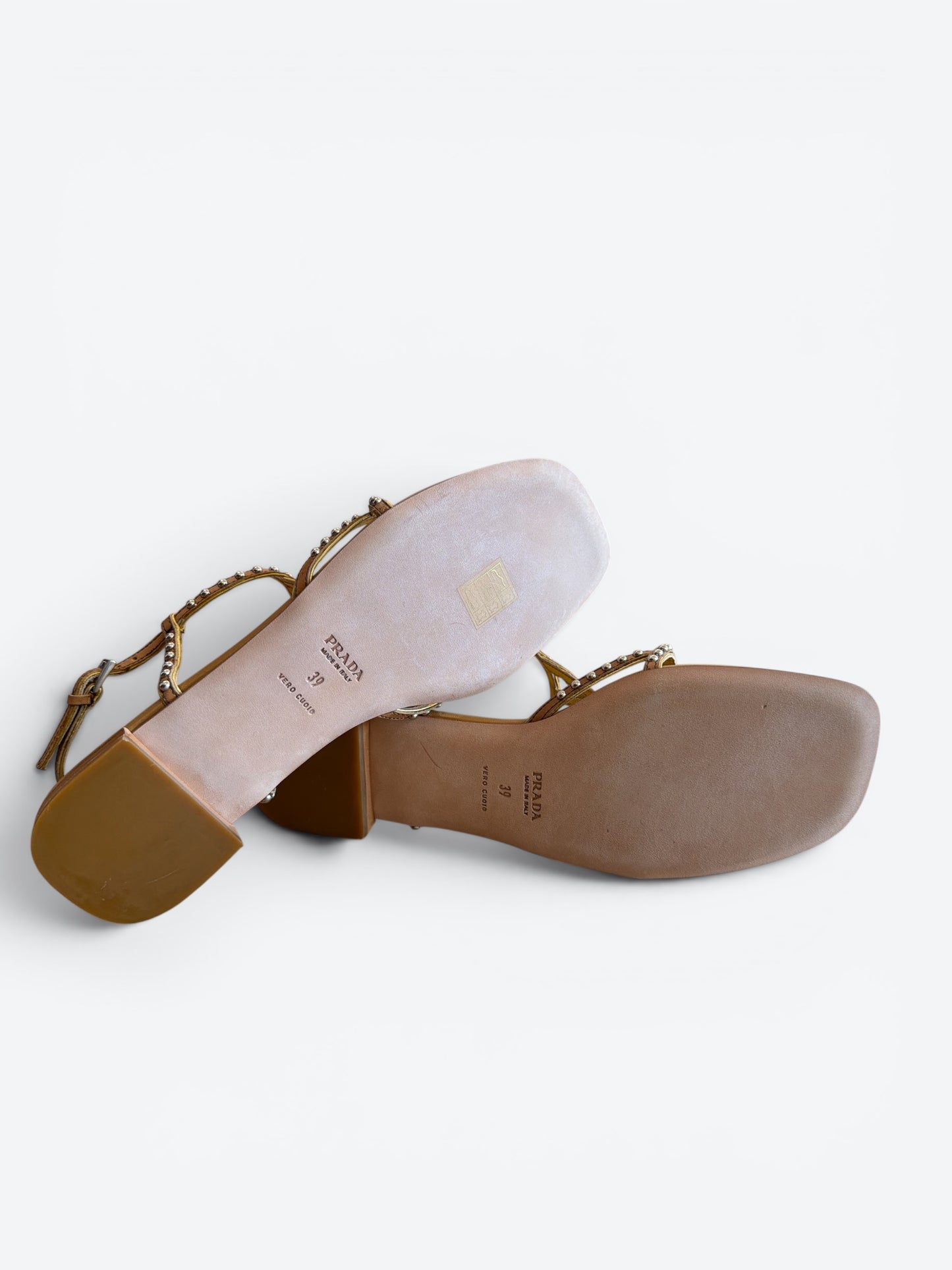 Y2K Prada Studded T-Strap Flat Sandal