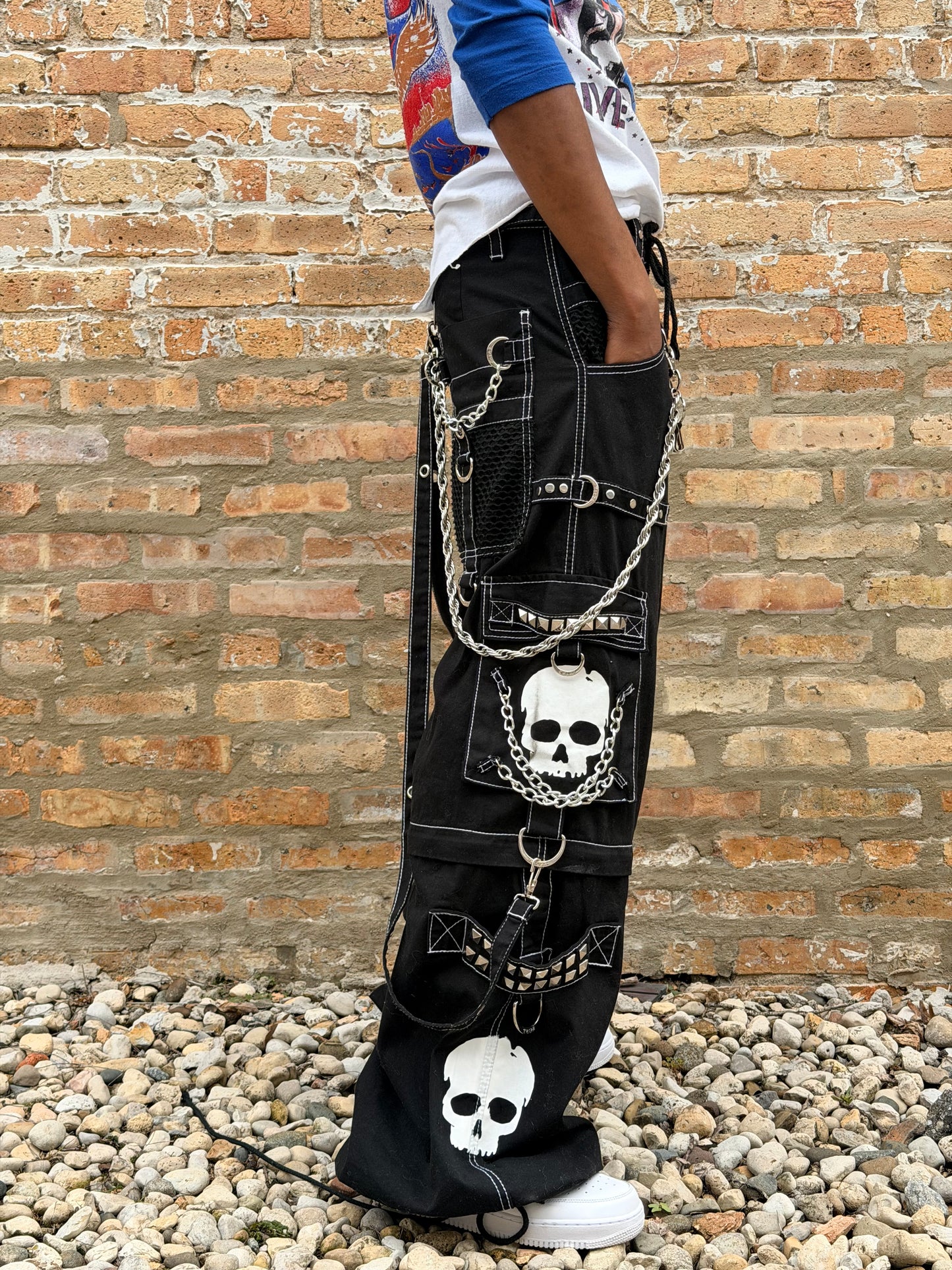Tripp NYC Chain And Skelton Detail Baggy Jeans