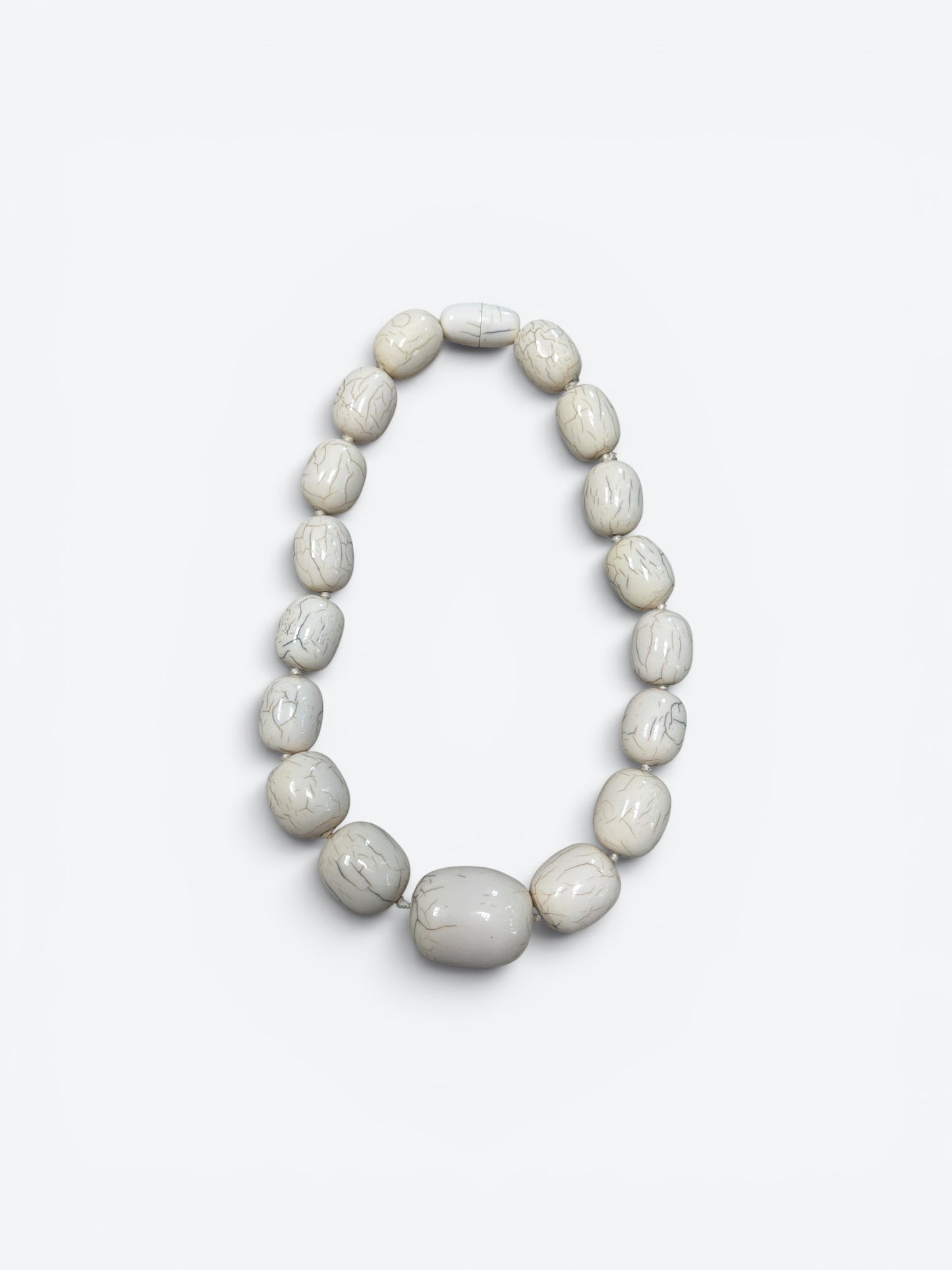 Vintage Ivory Crackle Bead Statement Necklace